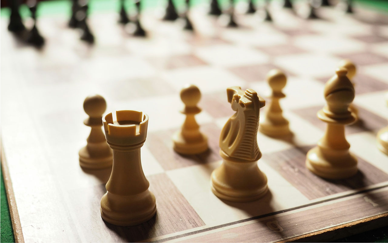Chessboard representing complcation in the exit strategy